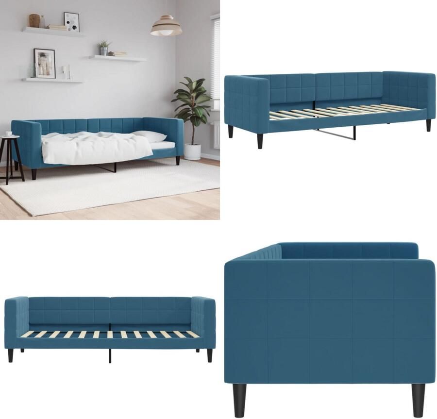 VidaXL Slaapbank 80x200 cm fluweel blauw Slaapbank Slaapbanken Bedbank Bankbed