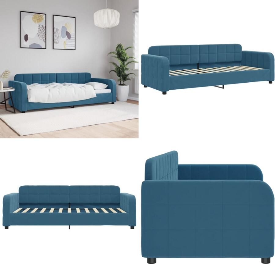 VidaXL Slaapbank 80x200 cm fluweel blauw Slaapbank Slaapbanken Bedbank Bankbed