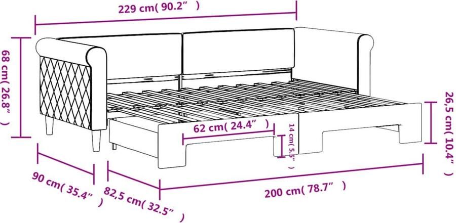 VidaXL Slaapbank 80x200 cm Fluweel Donkergroen Slaapbank Tweepersoonsbed Donkere Kleuren Fluweelsofa Lounge Sofa Boxspring Alternatief Guest Bed Compact Meubilair Living Room Furniture