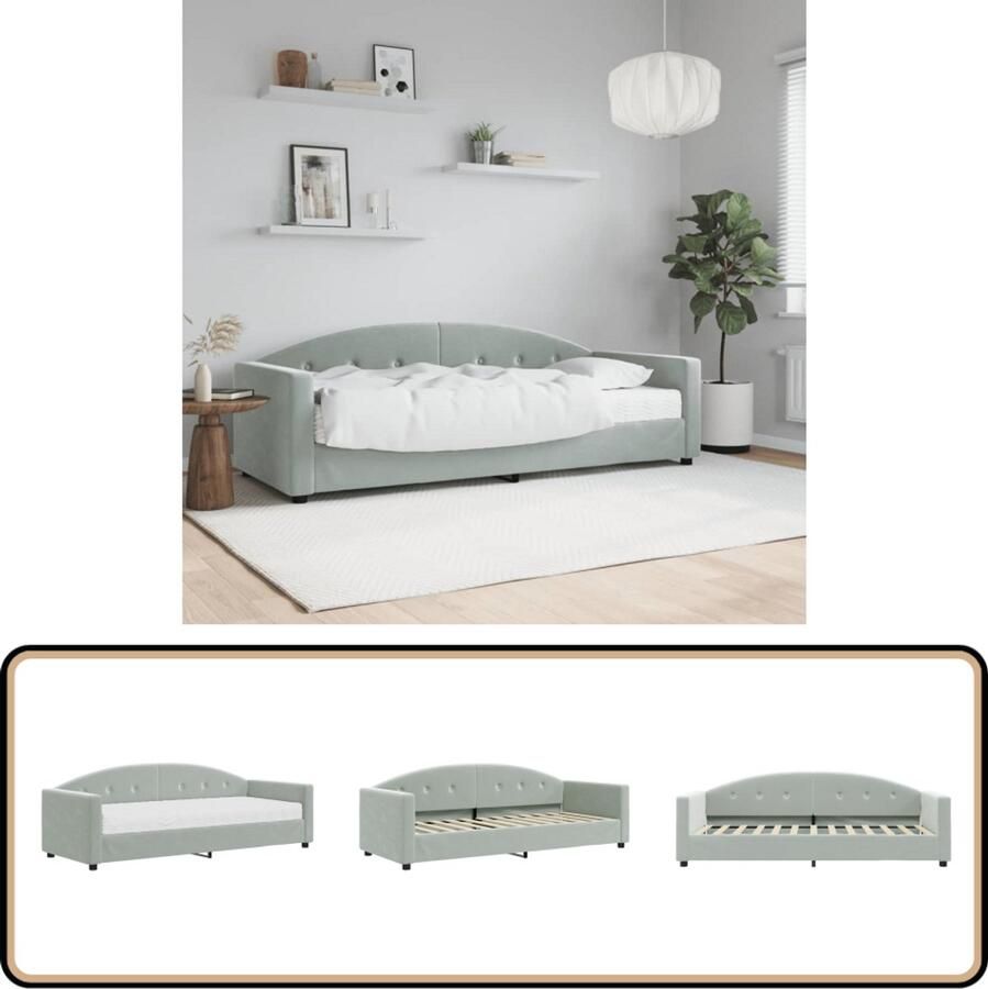 VidaXL Slaapbank 80x200 cm Fluweel Lichtgrijs Slaapbank 2-in-1 Bank Comfortabele Slaapbank Multifunctionele Meubels Lichtgrijs Meubilair