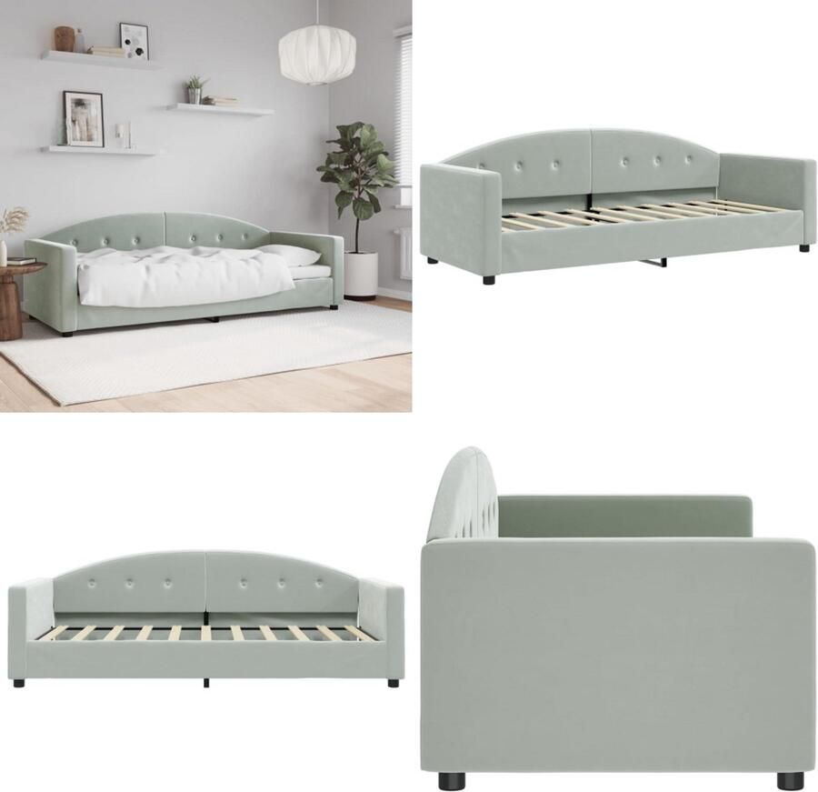 VidaXL Slaapbank 80x200 cm fluweel lichtgrijs Slaapbank Slaapbanken Bankbed Logeerbed