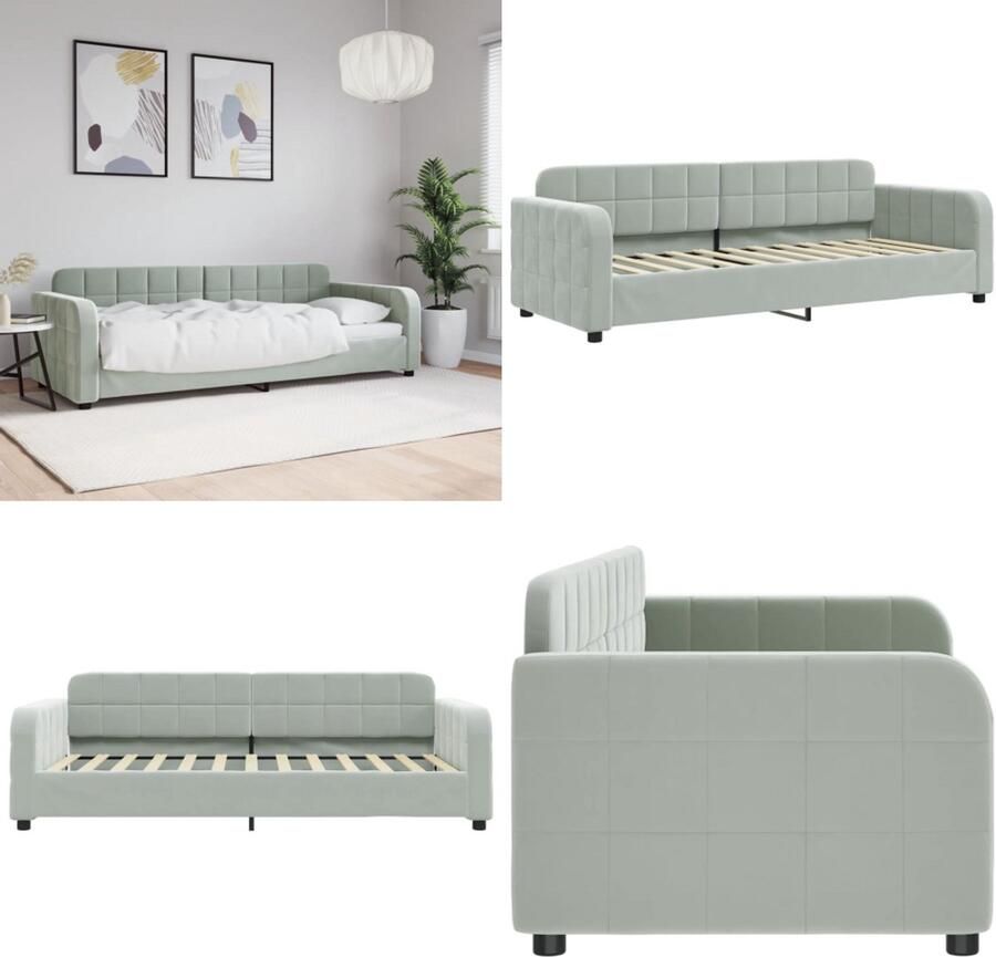 VidaXL Slaapbank 80x200 cm fluweel lichtgrijs Slaapbank Slaapbanken Bedbank Bankbed