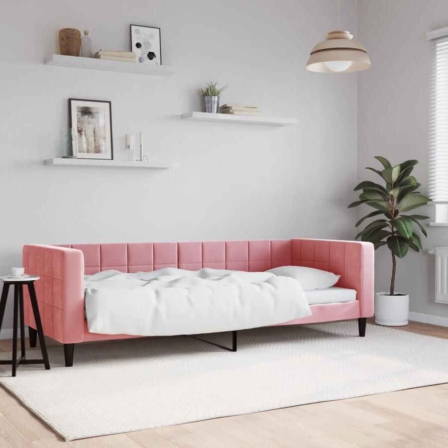 VidaXL Slaapbank 80x200 cm Fluweel Roze Slaapbank Sofa Bed Tweepersoonsbed Rozerode Meubels Lounge Bank Multifunctioneel Meubel Huiskamer Meubilair Guest Bed Daybed Trendy Meubels Stoffen Bank - Foto 2