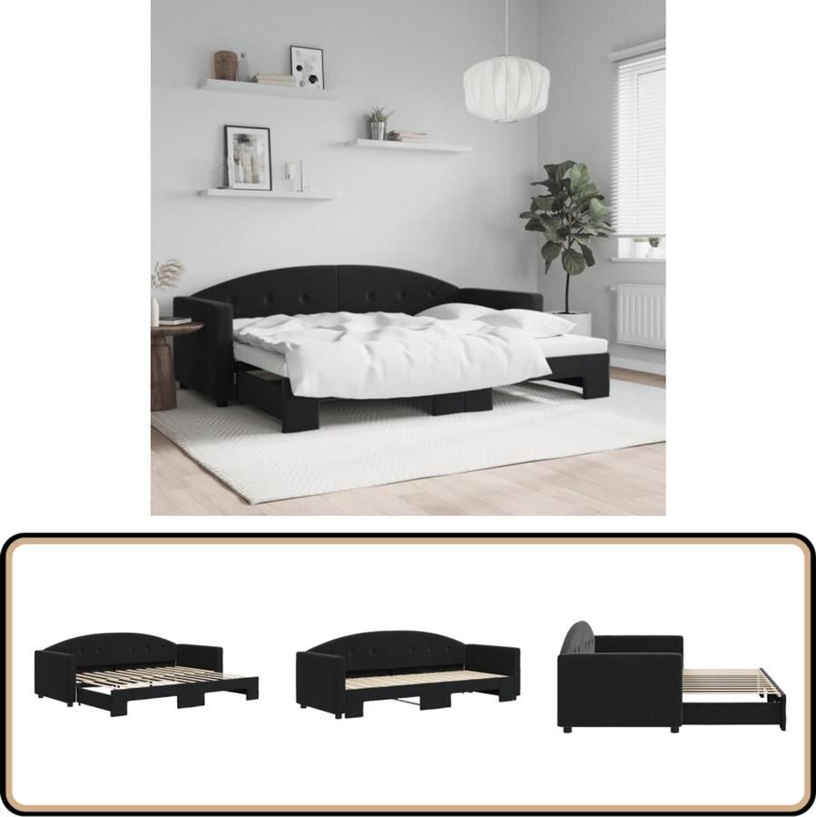 VidaXL Slaapbank 80x200 cm Fluweel Zwart Slaapbank Sofa Bed Tweepersoons Bed Zwarte Slaapbank Fluweelslaapbank