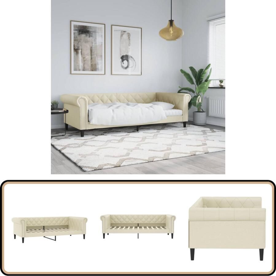 VidaXL Slaapbank 80x200 cm Kunstleer Crème Slaapbank Sofa Bed Daybed Creme Kleur Kunstleder Lounge Meubilair Living Room Furniture Bedroom Furniture