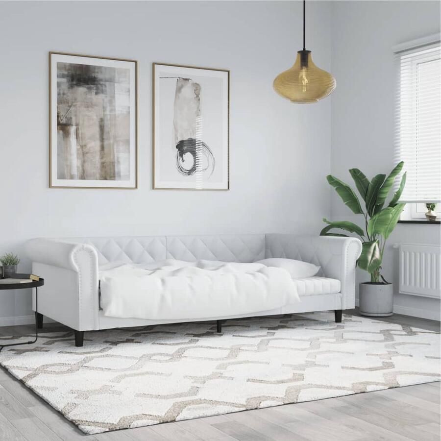 VidaXL Slaapbank 80x200 cm Kunstleer Wit Slaapbank Daybed Lounge Sofa Multifunctioneel Meubilair Witte Slaapbank