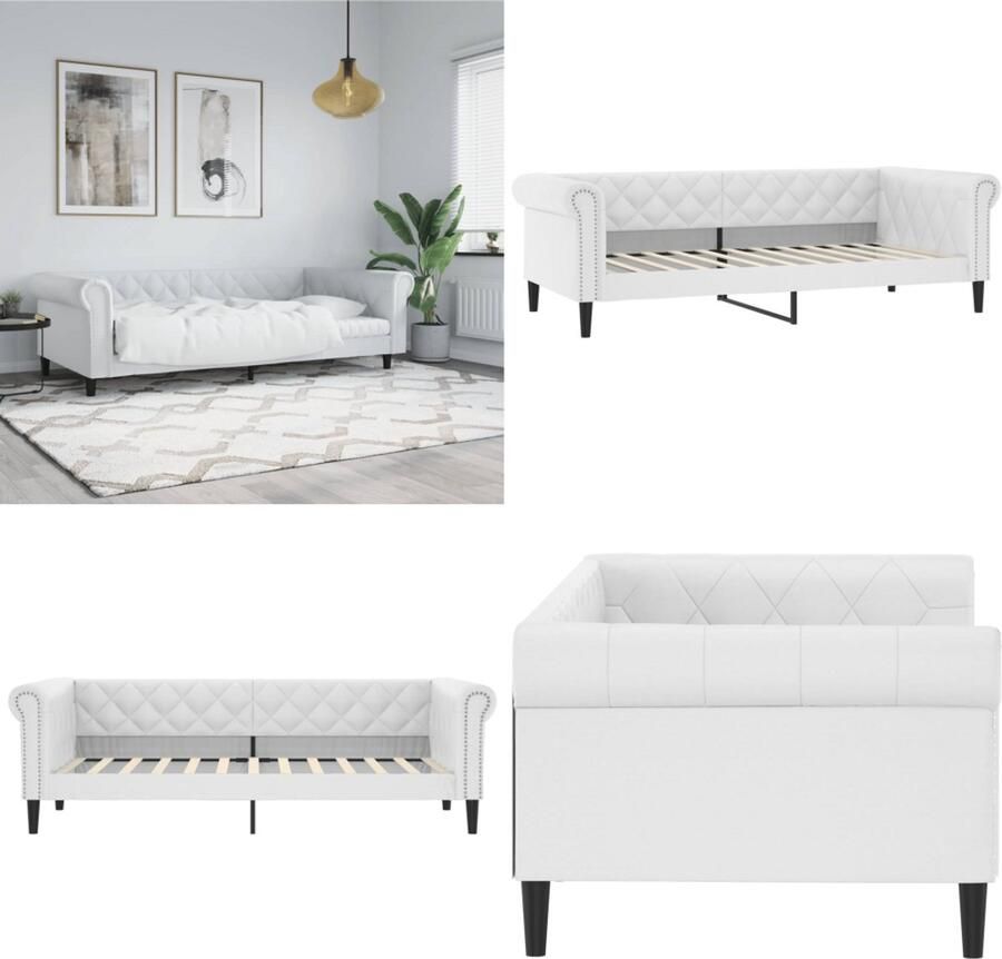 VidaXL Slaapbank 80x200 cm kunstleer wit Slaapbank Slaapbanken Bedbank Bankbed