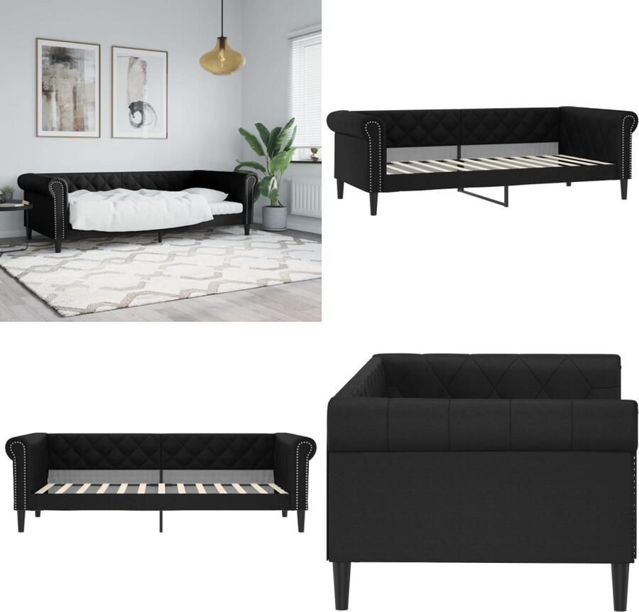 VidaXL Slaapbank 80x200 cm kunstleer zwart Slaapbank Slaapbanken Bedbank Bankbed