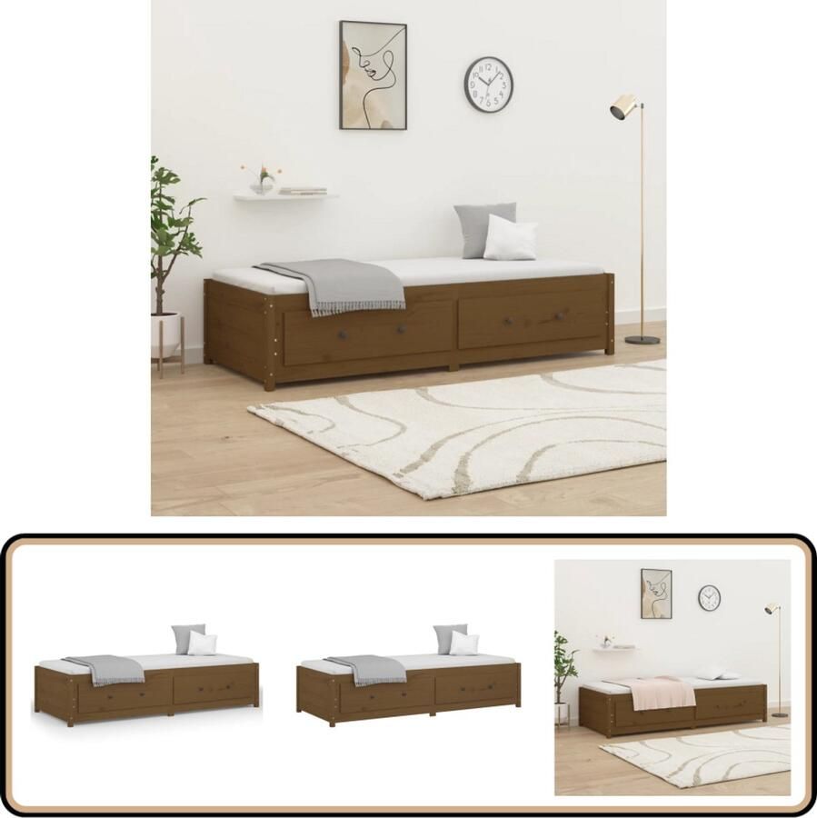 VidaXL Slaapbank 80x200 cm Massief Grenen Honingbruin Slaapbank Massief Hout Bed Grenenhout Bed Honigbruin Bed Compact Bed Tweepersoons Bed Stapelbare Bedlade