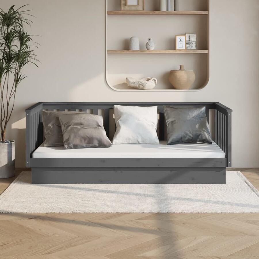 VidaXL Slaapbank 80x200 cm Massief Grenenhout Grijs Slaapbank Daybed Bed Grenoble Hout Grijze Meubels Tweepersoonsbed Stapelbaar Bed Compact Bed Guest Bed - Foto 2