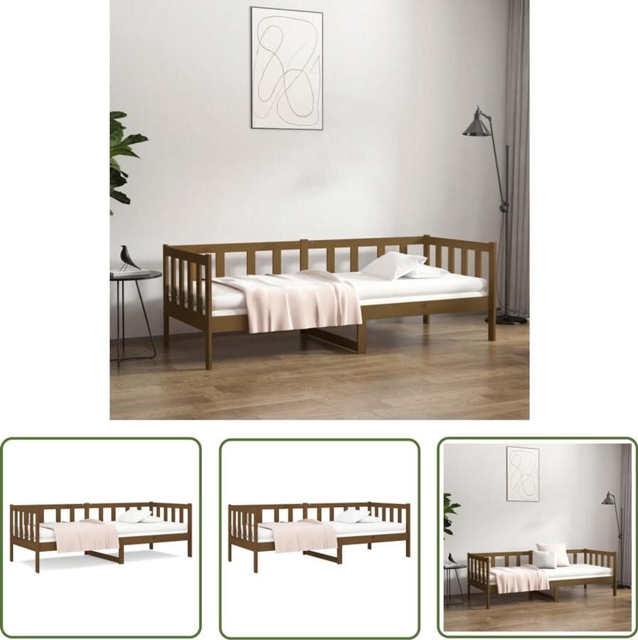 VidaXL Slaapbank 80x200 cm Massief Grenenhout Slaapbank Grenenhouten Meubels Logeerbed Banken Met Bergruimte Multifunctionele Meubelen Honingbruine Meubels