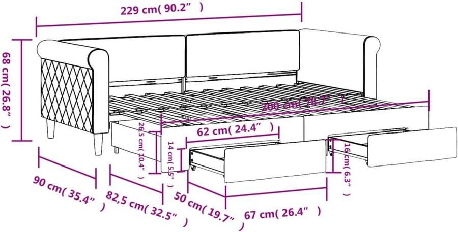 VidaXL Slaapbank 80x200 cm Met lades Fluweel Blauw Slaapbank Sofa Bed Tweepersoonsbed Fluweelsofa Blue Sofa Lounge Meubilair Living Room Furniture Bedroom Furniture