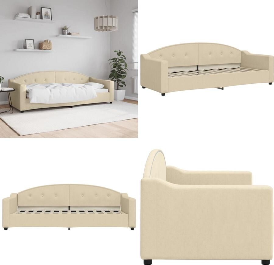 VidaXL Slaapbank 80x200 cm stof crèmekleurig Slaapbank Slaapbanken Bankbed Logeerbed