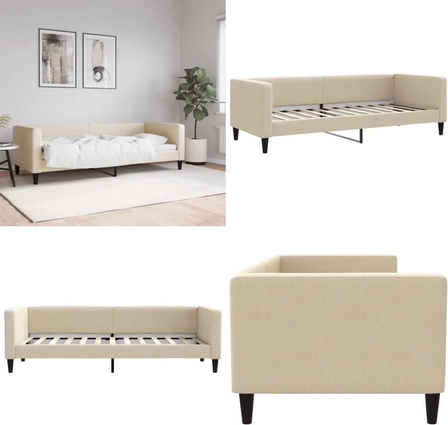 VidaXL Slaapbank 80x200 cm stof crèmekleurig Slaapbank Slaapbanken Bankbed Logeerbed