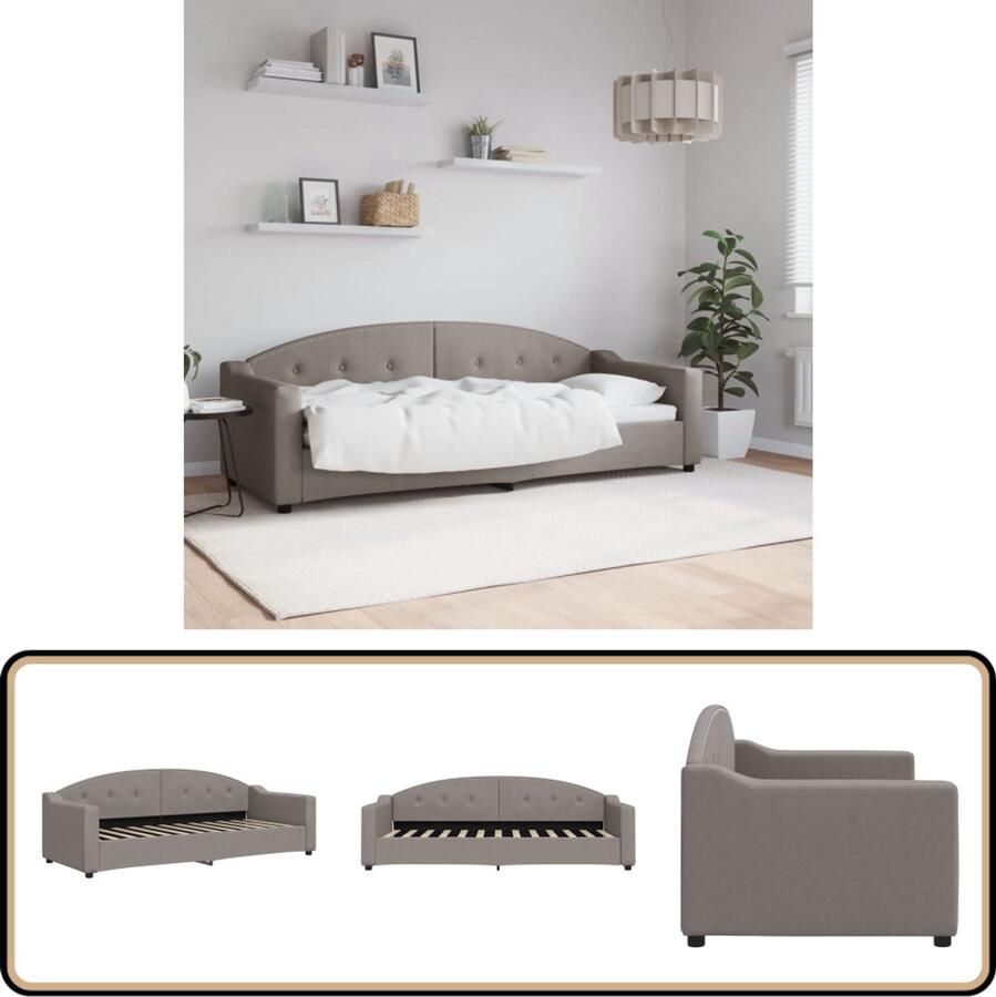 VidaXL Slaapbank 80x200 cm Stof Taupe Slaapbank Sofa Bed Tweepersoons Bed Lounge Meubels Living Room Furniture Taupestoffen