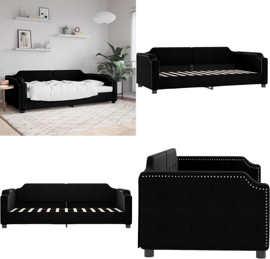 VidaXL Slaapbank 80x200 cm stof zwart Slaapbank Slaapbanken Bankbed Logeerbed