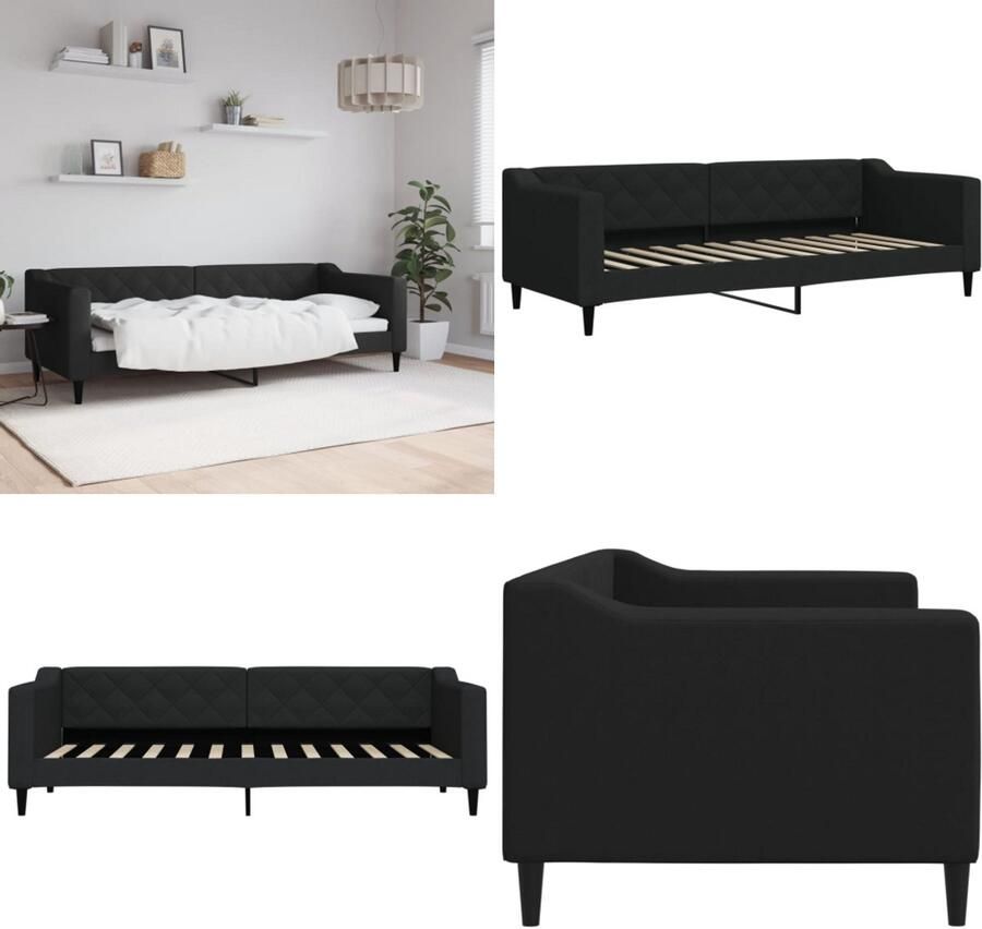 VidaXL Slaapbank 80x200 cm stof zwart Slaapbank Slaapbanken Bankbed Logeerbed