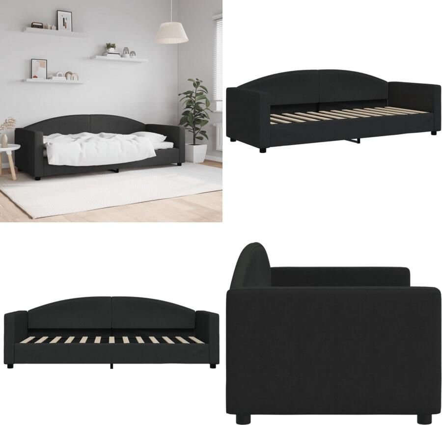 VidaXL Slaapbank 80x200 cm stof zwart Slaapbank Slaapbanken Bankbed Logeerbed - Foto 2