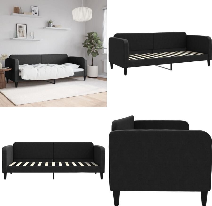 VidaXL Slaapbank 80x200 cm stof zwart Slaapbank Slaapbanken Bankbed Logeerbed