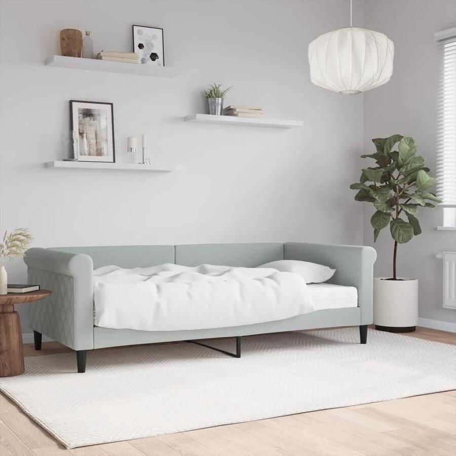 VidaXL Slaapbank 90x190 cm Fluweel Lichtgrijs Slaapbank Sofa Bed Tweepersoonsbed Lounge Meubilair Zitmeubelen Living Room Furniture Bedroom Furniture Grijs Fluweel Modern Design - Foto 2