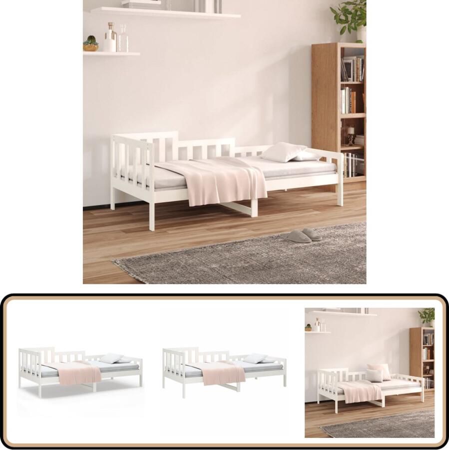 VidaXL Slaapbank 90x190 cm Grenenhout Wit Logeerbed Slaapbank Bed Frame Grenenhout Bed Witte Bed Kinderbed Tweepersoonsbed Stapelbare Bedden Opbergbed