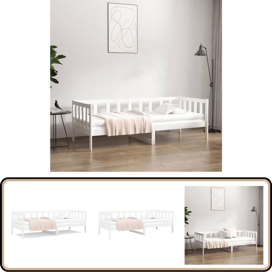 VidaXL Slaapbank 90x190 cm Grenenhout Wit Logeerbed Slaapbank Bed Frame Grenenhout Bed Witte Bed Design Bed Multifunctioneel Bed Opbergruimte