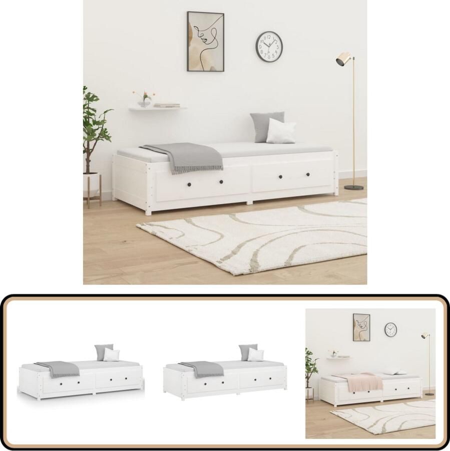 VidaXL Slaapbank 90x190 cm Grenenhout Wit Slaapbank Bed Grenenhout Meubels Houten Bed Tweepersoonsbed Stapelbaar Bed Compact Bed Daybed Guest Bed Opbergbed
