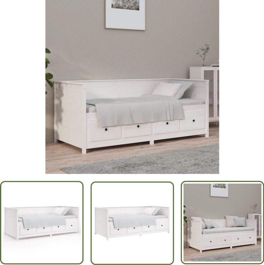 VidaXL Slaapbank 90x190 cm Grenenhout Wit Slaapbank Houten Bed Daybed Tweepersoons Bed Stapelbare Bedden Compact Bed Guest Bed Witte Meubels