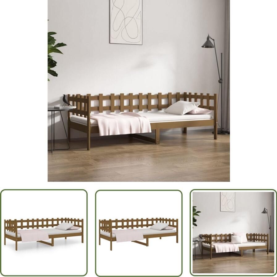 VidaXL Slaapbank 90x190 cm Massief Grenenhout Slaapbank Grenenhouten Bed Met Hoofdbord Daybed Guest Bed Bruine Slaapbank