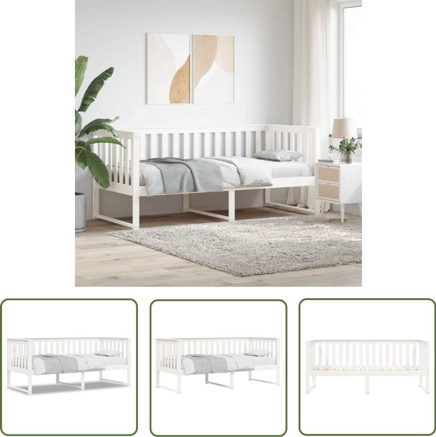 VidaXL Slaapbank 90x190 cm Massief grenenhout Wit Slaapbank Logeerbed Grenenhout Meubilair Bankslaapsysteem Tweevoudige Functie Extra Opbergruimte Witte Slaapbank - Foto 2