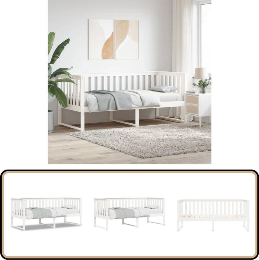 VidaXL Slaapbank 90x190 cm Massief grenenhout Wit Slaapbank Logeerbed Grenenhout Meubilair Bankslaapsysteem Tweevoudige Functie Extra Opbergruimte Witte Slaapbank