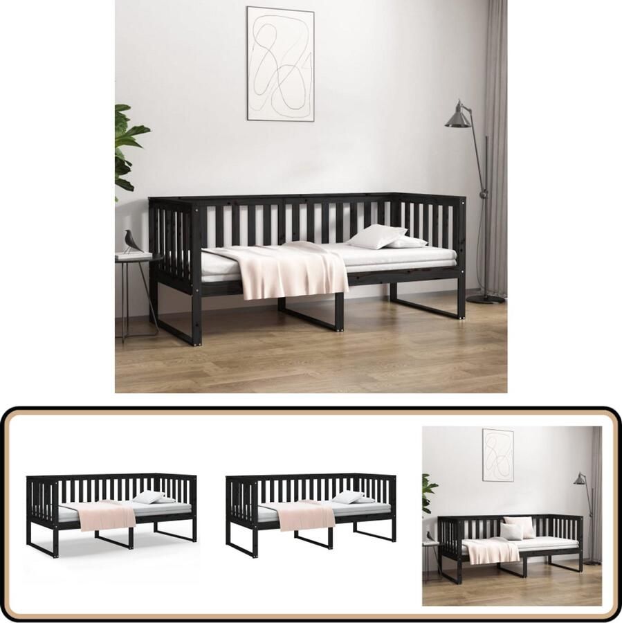 VidaXL Slaapbank 90x190 cm Massief Grenenhout Zwart Slaapbank Massief Hout Grenenhout Zwarte Slaapbank Tweepersoonsbed