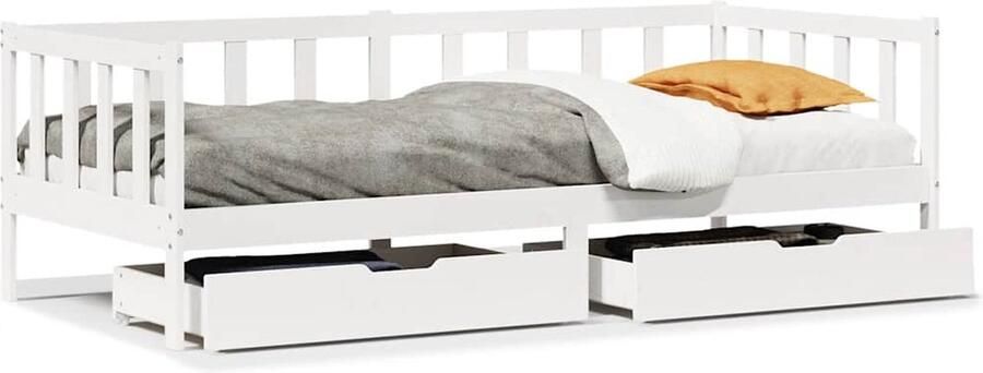 VidaXL Slaapbank 90x190 cm met Lades Wit Grenen