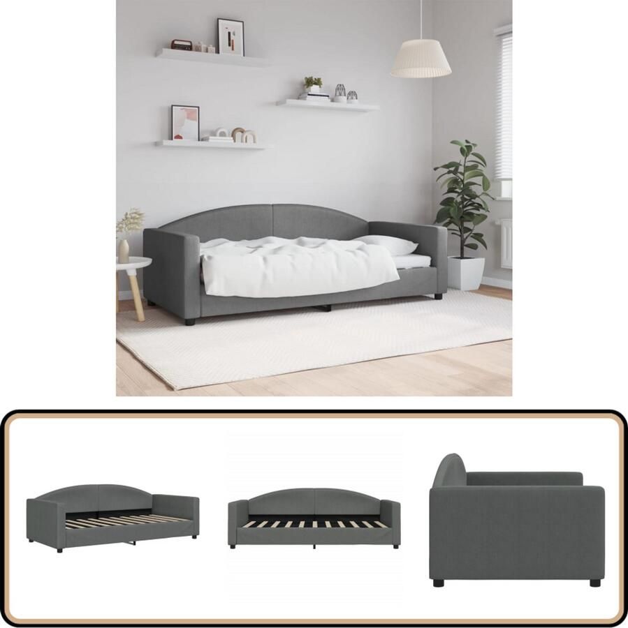 The Living Store Slaapbank 90x190 cm stof donkergrijs Slaapbank Tweepersoonsbed Daybed Multifunctioneel Meubilair Donkere Kleuren