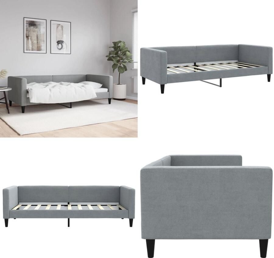 VidaXL Slaapbank 90x190 cm stof lichtgrijs Slaapbank Slaapbanken Bankbed Logeerbed - Foto 2