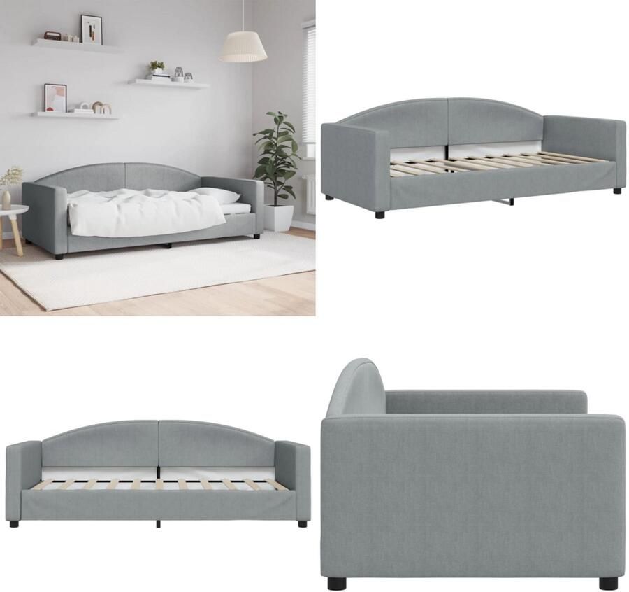 VidaXL Slaapbank 90x190 cm stof lichtgrijs Slaapbank Slaapbanken Bankbed Logeerbed
