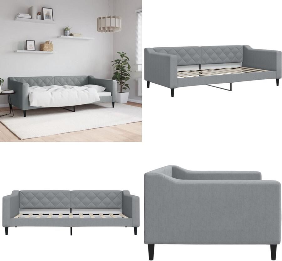 VidaXL Slaapbank 90x190 cm stof lichtgrijs Slaapbank Slaapbanken Bankbed Logeerbed