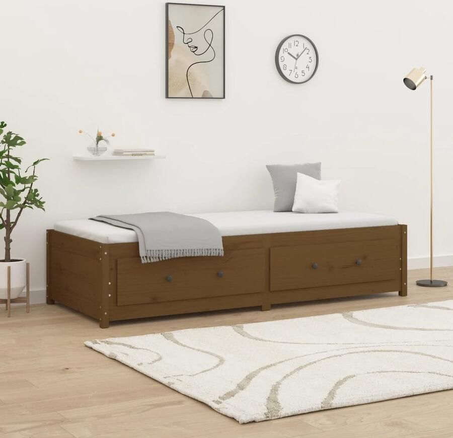VidaXL Slaapbank 80x200 cm Massief Grenen Honingbruin Slaapbank Massief Hout Bed Grenenhout Bed Honigbruin Bed Compact Bed Tweepersoons Bed Stapelbare Bedlade - Foto 2