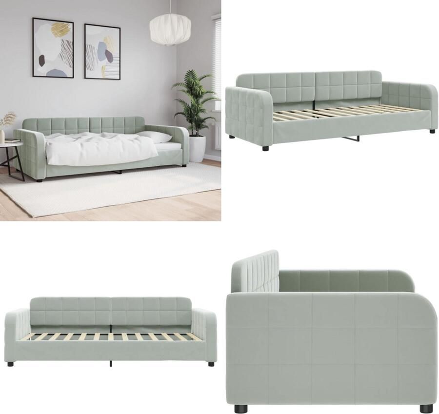 VidaXL Slaapbank 90x200 cm fluweel lichtgrijs Slaapbank Slaapbanken Bedbank Bankbed