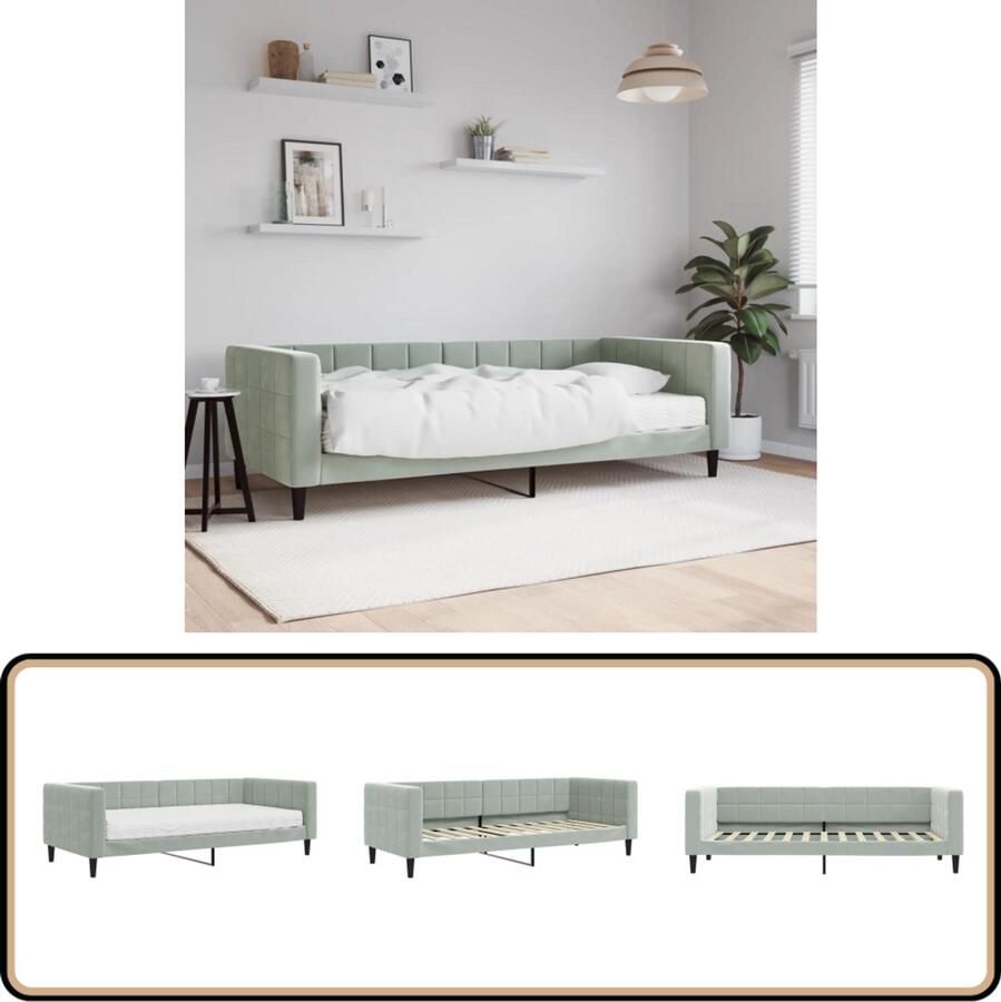 VidaXL Slaapbank 90x200 cm Fluweel Lichtgrijs Slaapbank Sofa Bed Tweepersoons Bank Lounge Meubilair Multifunctionele Bank