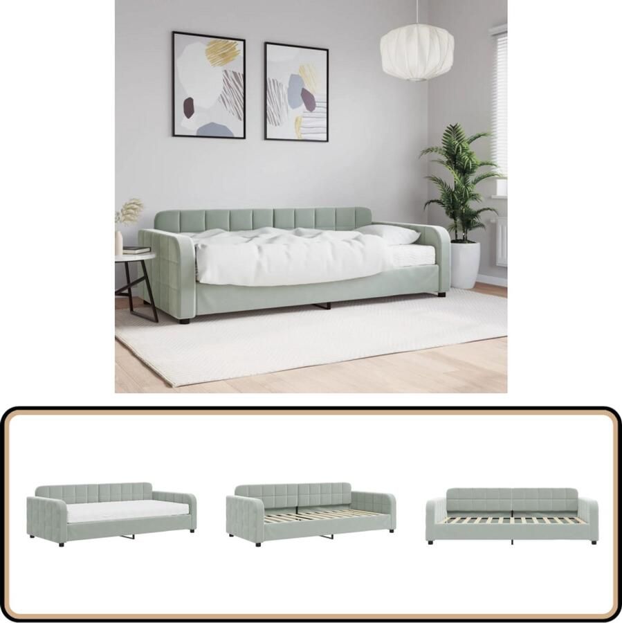 VidaXL Slaapbank 90x200 cm Fluweel Lichtgrijs Slaapbank Zweefbank Lounge Bank Multifunctionele Bank Sofa Bed