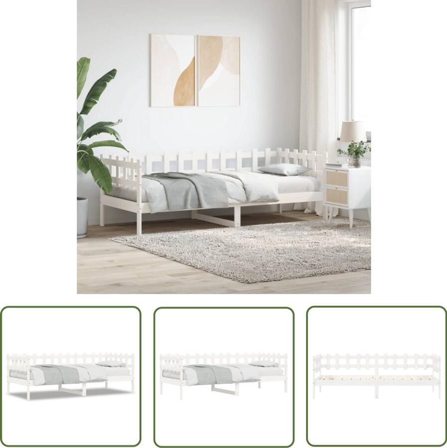 VidaXL Slaapbank 90x200 cm Grenenhout Wit Slaapbank Grenenhouten Meubels Woonkamermeubelen Logeerbed Opbergmogelijkheden Witte Meubels