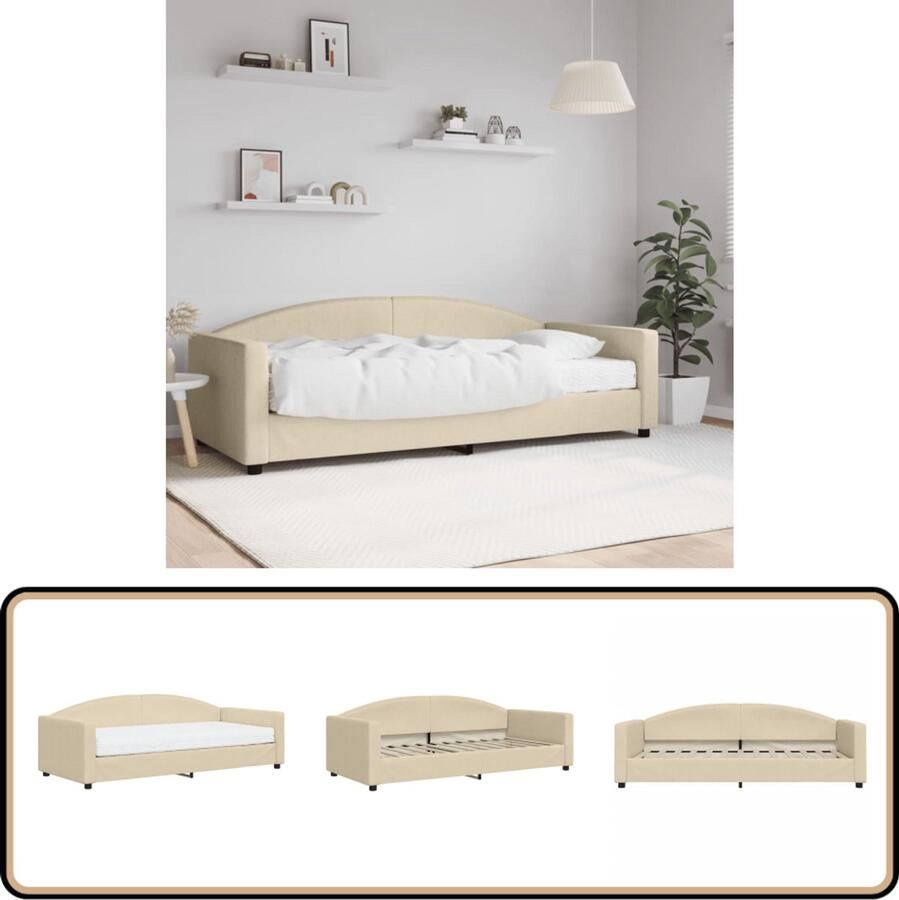 VidaXL Slaapbank 90x200 cm Inclusief Matras crème Slaapbank Tweepersoons Bank Comfortabele Bank Multifunctionele Meubels Creme Kleurige Bank
