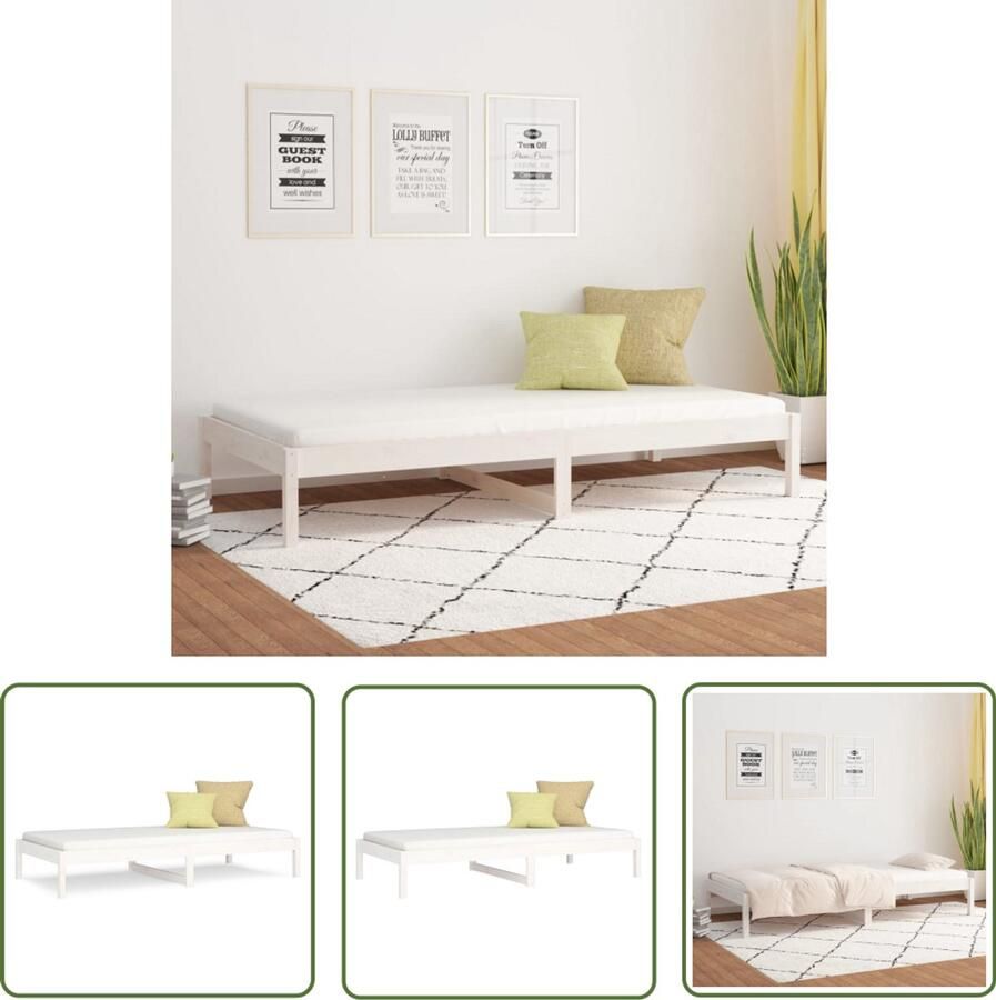 VidaXL Slaapbank 90x200 cm Massief Grenenhout Wit Massief Hout Bed Grenenhout Bed Witte Bed Stapelbare Bedden Tweepersoons Bed Eenpersoons Bed Met Opbergruimte Budget Bed