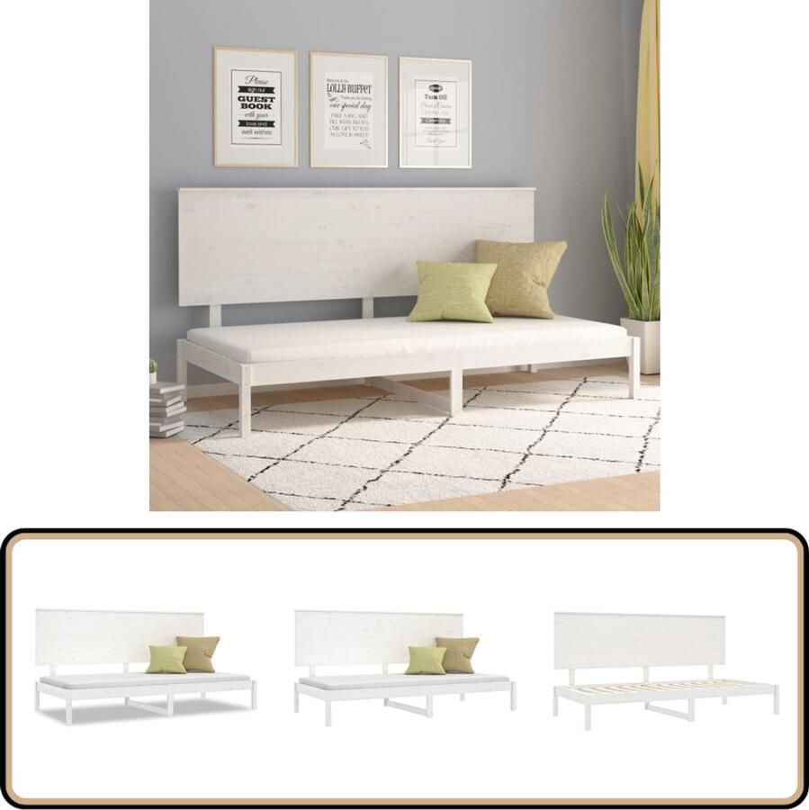 VidaXL Slaapbank 90x200 cm Massief Grenenhout Wit Slaapbank Grenenhouten Meubels Witte Slaapbanken Veelzijdige Slaapbank Daybed Stapelbare Stoelen Extra Opbergruimte