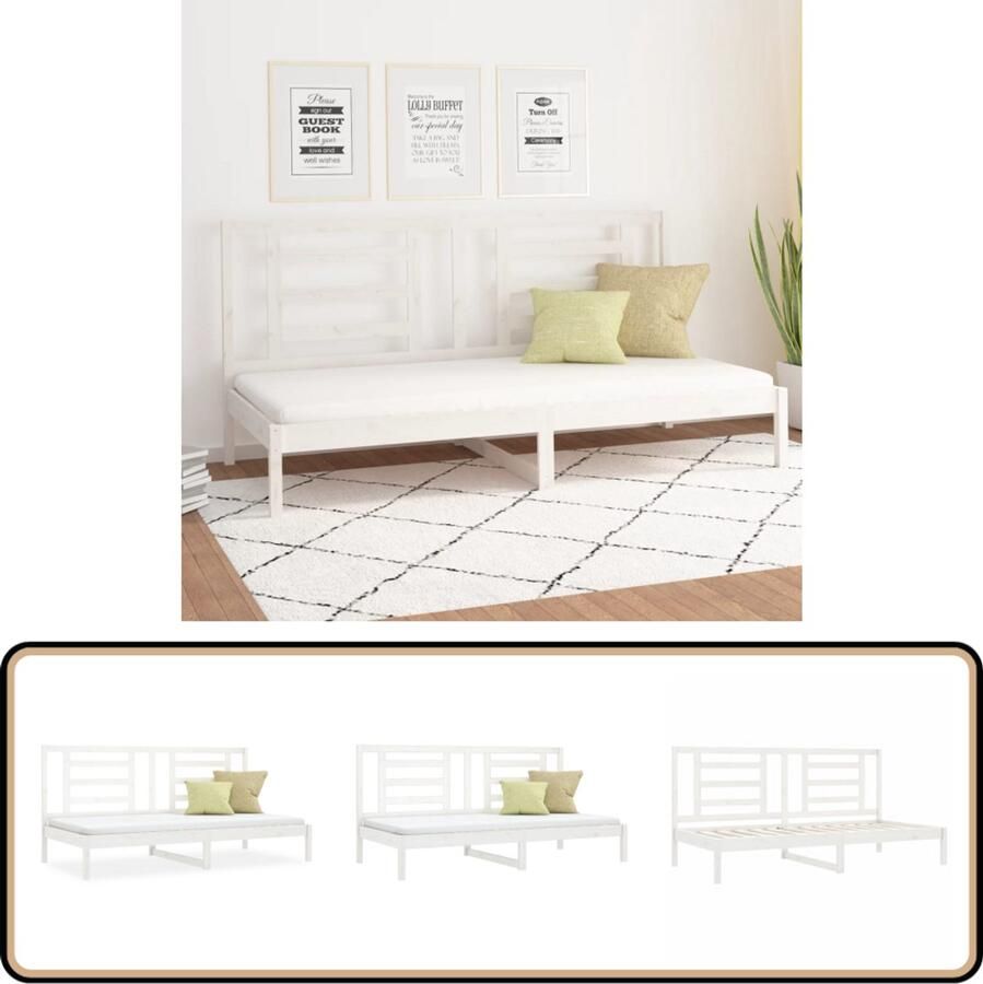 VidaXL Slaapbank 90x200 cm Massief Grenenhout Wit Slaapbank Hout Grenenhout Daybed Sofa Bed Meubels Livingroom Slaapkamer Witte Slaapbank