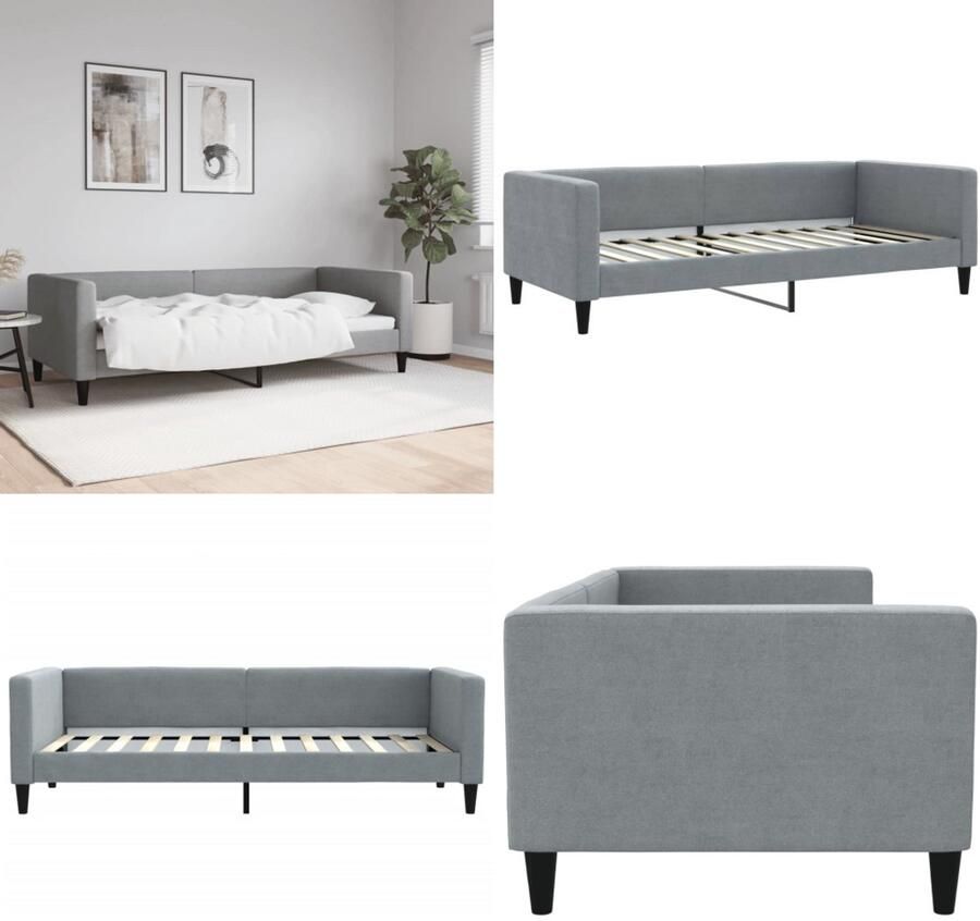 VidaXL Slaapbank 90x200 cm stof lichtgrijs Slaapbank Slaapbanken Bankbed Logeerbed