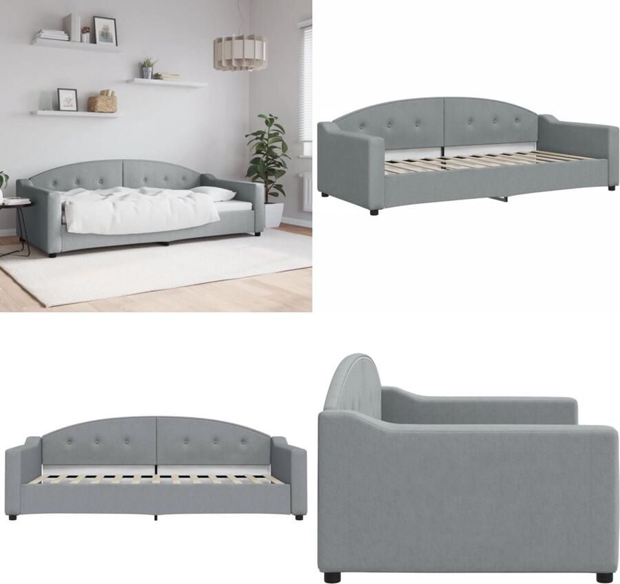 VidaXL Slaapbank 90x200 cm stof lichtgrijs Slaapbank Slaapbanken Bankbed Logeerbed