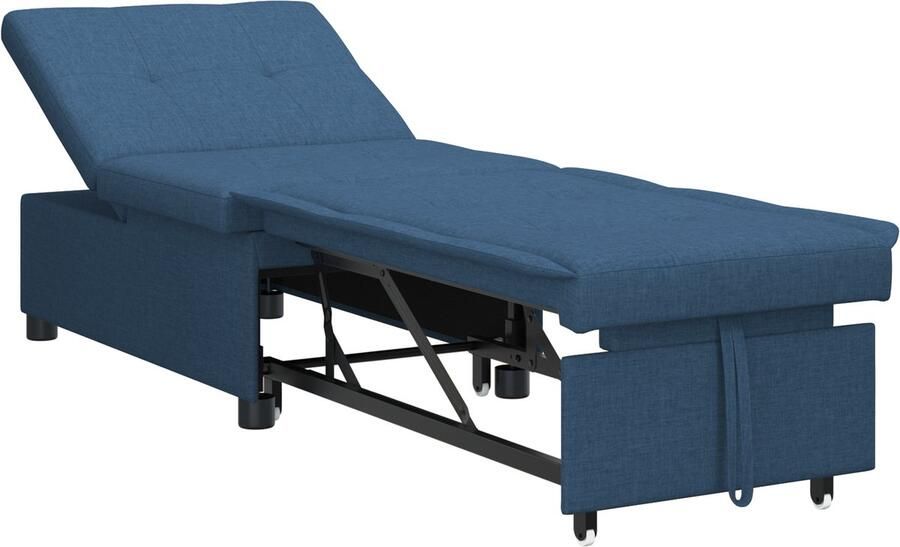 VidaXL Ligbed 3-in-1 Uittrekbaar Ontwerp in Blauw Stof