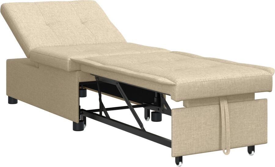 VidaXL Sofa Bed 3-in-1 Uittrekbaar Ontwerp in Crème Stof